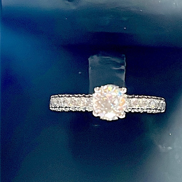 💲⬇️❤️Nwot  silver 925 lab created diamond solitaire ring+band with diamonds - Picture 3 of 7